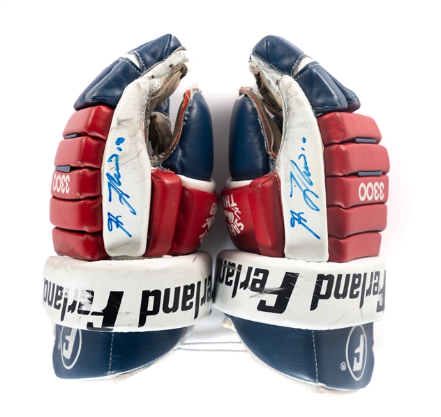 Guy Lafleurs 1988-89 New York Rangers Signed Game-Used Gloves with LOA 