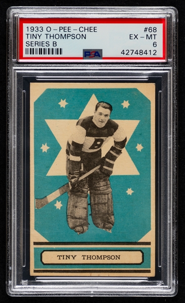 1933-34 O-Pee-Chee V304 Series "B" #68 HOFer Cecil "Tiny" Thompson Rookie - Graded PSA 6