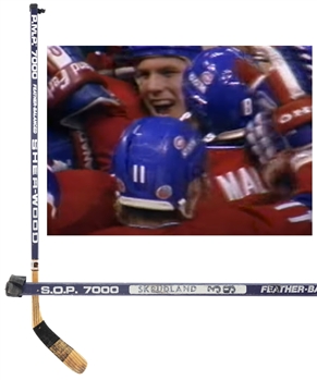Brian Skrudlands 1985-86 Montreal Canadiens Game-Used Playoffs Stick from His Personal Collection with His Signed LOA - Used to Score Fastest Overtime Goal In NHL Playoff History! 