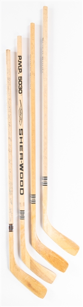 Montreal Canadiens 1990-91 to 1992-93 Brian Skrudland and Stephane Richer Game-Issued Team-Signed Stick Collection of 4 from The Personal Collection of Brian Skrudland with His Signed LOA