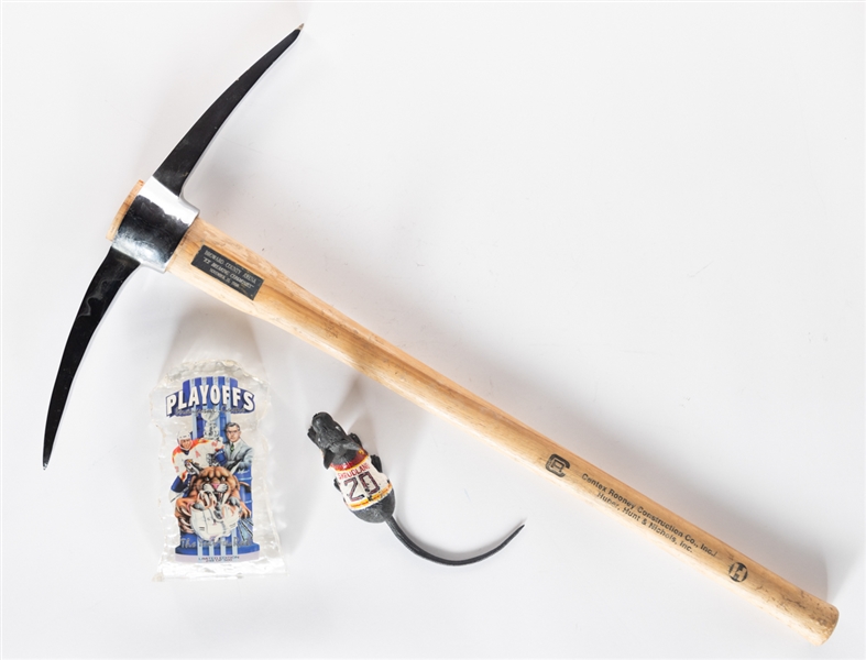 Boward County Arena November 15th, 1996 "Ice Breaking Ceremony" Pickaxe Plus 1996 Inaugural Playoff Game Commemorative Limited-Edition Ticket in Lucite and 1996 Rubber Playoff Celebration Rat