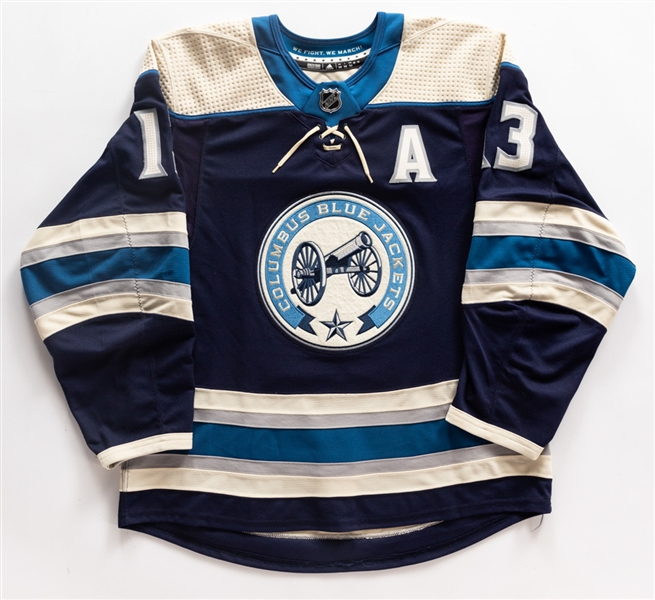 Cam Atkinsons 2018-19 Columbus Blue Jackets Game-Worn Alternate Captains Third Jersey 