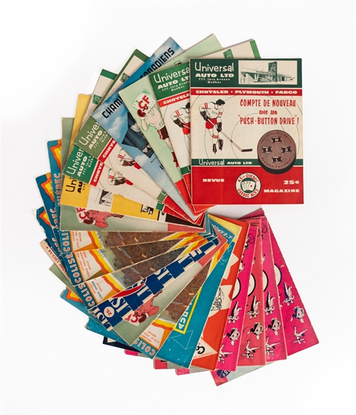 Quebec Coliseum 1950s QSHL Quebec Aces Program Collection of 20 including 1956-58 Finals Programs (3)