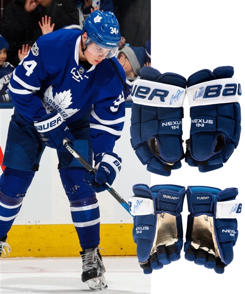 Auston Matthews 2016-17 Toronto Maple Leafs Signed Bauer Nexus Game-Used Rookie Season Gloves with Team LOA - 40-Goal Season! - Calder Memorial Trophy Season! - Photo-Matched!