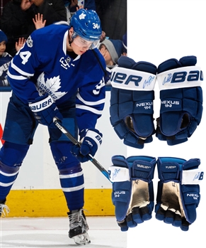 Auston Matthews 2016-17 Toronto Maple Leafs Signed Bauer Nexus Game-Used Rookie Season Gloves with Team LOA - 40-Goal Season! - Calder Memorial Trophy Season! - Photo-Matched!
