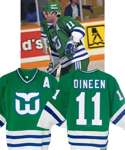 Kevin Dineens 1990-91 Hartford Whalers Game-Worn Alternate Captains Jersey - Photo-Matched!