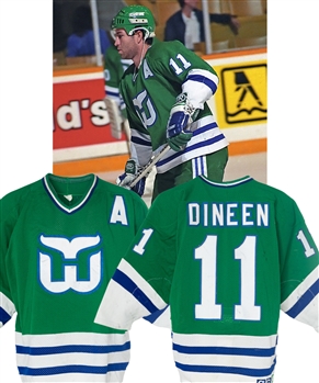 Kevin Dineens 1990-91 Hartford Whalers Game-Worn Alternate Captains Jersey - Photo-Matched!