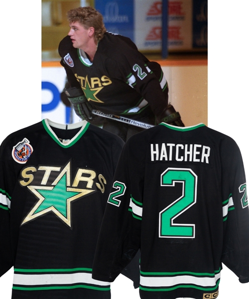 Derian Hatchers 1992-93 Minnesota North Stars Game-Worn Jersey - Last Season in Minnesota! - Stanley Cup Centennial Patch! 