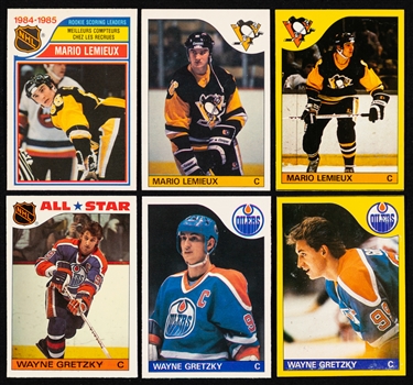 1985-86 O-Pee-Chee Hockey Complete 264-Card Set Plus Box Bottoms 16-Card Set and Topps 33-Sticker Set
