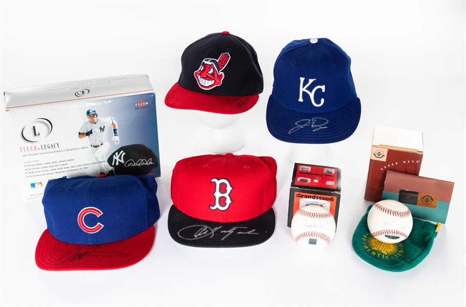 Signed Baseball Memorabilia Collection of 6 Including HOFer Ken Griffey Jr. Signed OML Baseball, HOFer Reggie Jackson Signed OML Baseball and HOFer Carl Yastrzemski Signed Red Sox Hat Plus More 