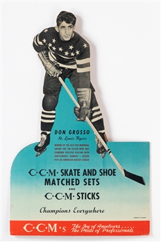 Late-1940s Don Grosso, Baz Bastien and Carl Liscombe CCM Die Cut Advertising Displays (13" x 20")