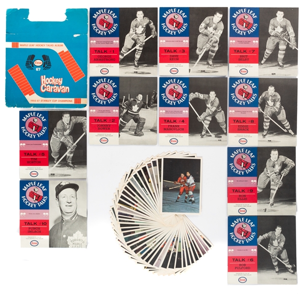 1963-64 Toronto Star "Stars In Action" Hockey Photos Complete Set of 42 Plus Toronto Maple Leafs 1966-67 Hockey Talks Records Complete Set of 10 with Original Carrying Sleeve 