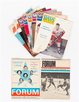 1965 and 1967 NHL All-Star Game Programs Plus 1950s Hockey Pictorial and Sport Revue Magazines (8)