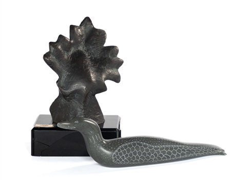 1984 Canada Cup Team Canada Bronze Sculpture Trophy and Soapstone Carving 