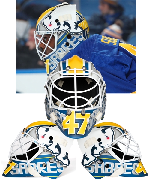 Malcolm Subbans 2021-22 Buffalo Sabres Game-Worn Mask - Photo-Matched! 