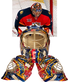 Jacob Markstroms 2013-14 Florida Panthers Game-Worn Bauer Goalie Mask by DaveArt - Photo-Matched!