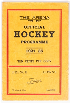 Rare Jan 31, 1925 Hamilton Tigers Program - Hamilton Tigers vs Boston Bruins - First Bruins Season! 