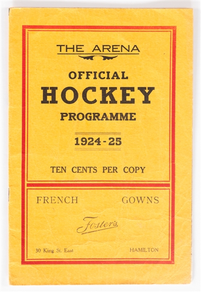 March 7, 1925 Hamilton Tigers Program - Hamilton Tigers vs Boston Bruins - Final Tigers Game Played in Hamilton! - First Bruins Season! 
