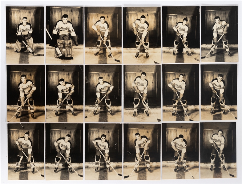 Circa 1950 QJHL Quebec City Citadelles Player Photo Collection of 18 including Jean Beliveau