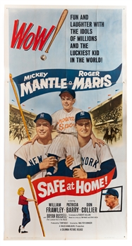Safe at Home! 1962 Three Sheet Baseball Movie Poster with Mickey Mantle and Roger Maris (41" x 79")