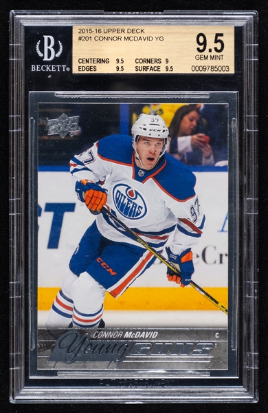 2015-16 Upper Deck Young Guns Hockey Card #201 Connor McDavid Rookie - Graded Beckett GEM MT 9.5