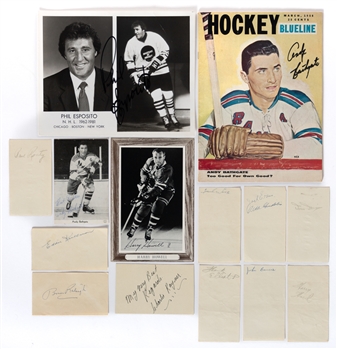 New York Rangers Autograph Collection of 14 including Deceased HOFers Harry Howell and Charlie Rayner