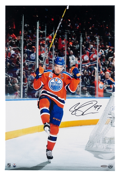 Connor McDavid Edmonton Oilers "Home Opener Celebration" Signed Photo with UDA COA