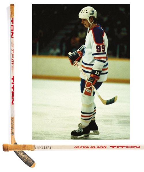 Wayne Gretzkys 1982-83 Edmonton Oilers Signed Titan TPM 2020 Game-Used Stick with Shawn Chaulk LOA - Art Ross and Hart Memorial Trophies Season!