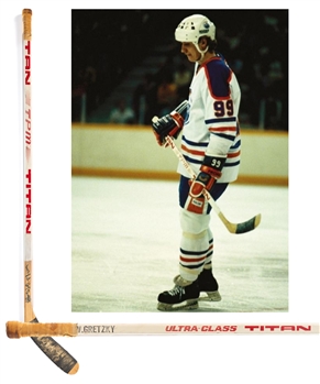 Wayne Gretzkys 1982-83 Edmonton Oilers Signed Titan TPM 2020 Game-Used Stick with Shawn Chaulk LOA - Art Ross and Hart Memorial Trophies Season!