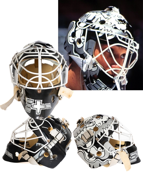 Jamie Storrs 1995-96 Los Angeles Kings Game-Worn Rookie Era Goalie Mask - Photo-Matched!