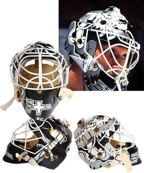 Jamie Storrs 1995-96 Los Angeles Kings Game-Worn Rookie Era Goalie Mask - Photo-Matched!