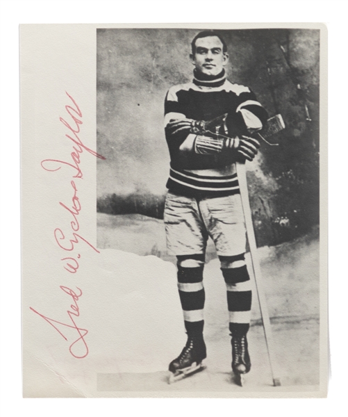 Deceased HOFer Fred "Cyclone" Taylor (Portage Lake Hockey Club - Ottawa Senators - Renfrew Hockey Club - Vancouver Millionaires) Twice Signed Photo from the E. Robert Hamlyn Collection