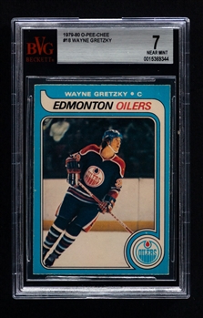 1979-80 O-Pee-Chee Hockey Card #18 HOFer Wayne Gretzky Rookie - Graded Beckett 7