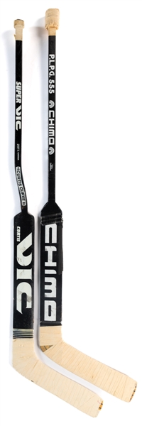 Glenn "Chico" Resch and Bob Froeses Mid-to-Late-1980s Philadelphia Flyers Game-Used Stick Collection of 2