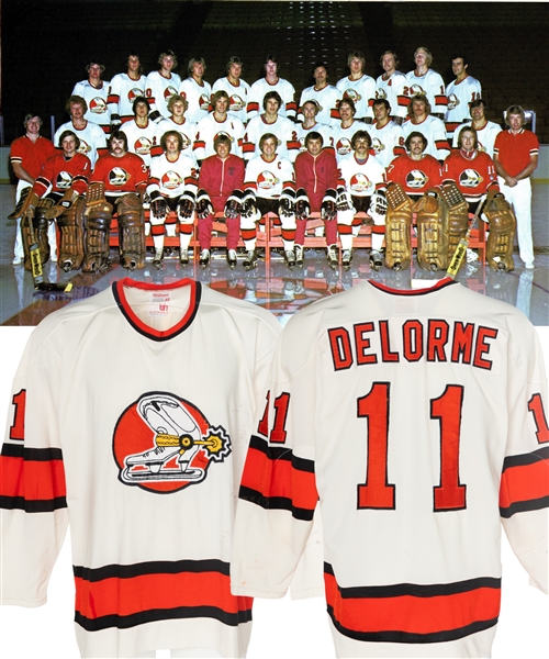 Ron Delormes 1975-76 WHA Denver Spurs (Ottawa Civics) Game-Worn Jersey - First and Only Season for Team in WHA! - Original Nameplate!