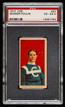 1910-11 Imperial Tobacco C56 Hockey Card #24 Skinner Poulin Rookie - Graded PSA 4