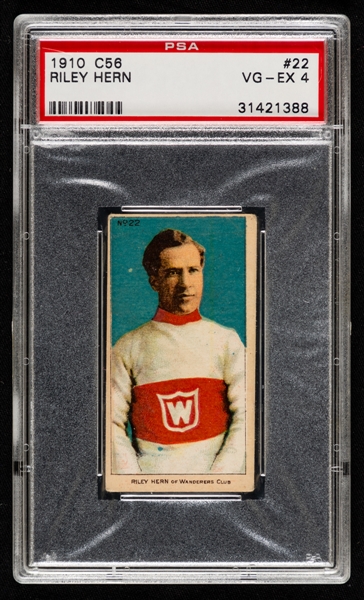 1910-11 Imperial Tobacco C56 Hockey Card #22 HOFer Riley Hern Rookie - Graded PSA 4