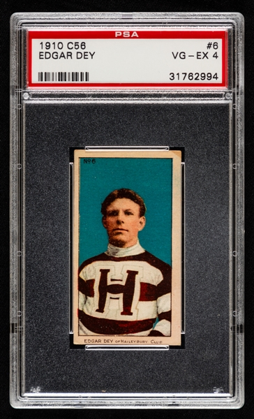 1910-11 Imperial Tobacco C56 Hockey Card #6 Edgar Dey Rookie - Graded PSA 4