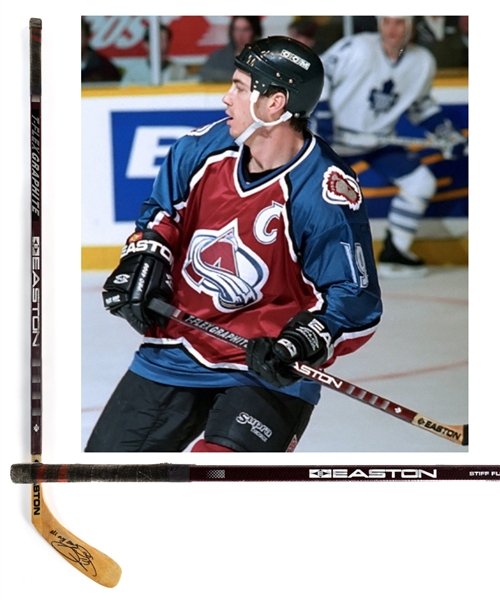 Joe Sakics Mid-1990s Colorado Avalanche Signed Easton T-Flex Game-Used Stick 