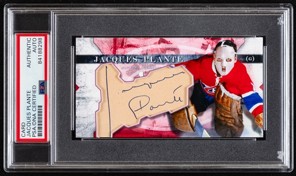 Deceased HOFer Jacques Plante Signed Montreal Canadiens Custom-Made Hockey Card - PSA/DNA Certified