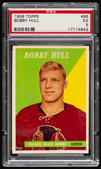 1958-59 Topps Hockey Card #66 HOFer Bobby Hull Rookie - Graded PSA 5