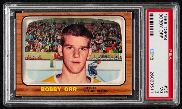 1966-67 Topps Hockey Card #35 HOFer Bobby Orr Rookie - Graded PSA 3