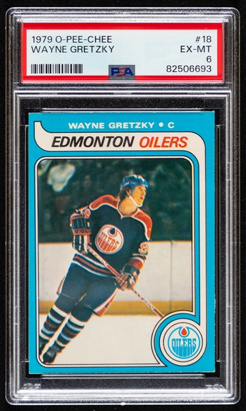 1979-80 O-Pee-Chee Hockey Card #18 HOFer Wayne Gretzky Rookie - Graded PSA 6