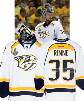 Pekka Rinnes 2016-17 Nashville Predators Stanley Cup Playoffs and Finals Jersey with Team LOA - 2017 Stanley Cup Finals Patch! - NHL Centennial Patch! - Photo-Matched!