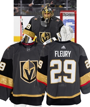 Marc-Andre Fleurys 2017-18 Vegas Golden Knights Inaugural Season Game-Worn Pre-Season Jersey with LOA - Photo-Matched!