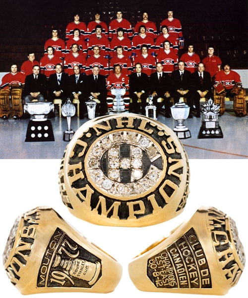 Claude Moutons 1976-77 Montreal Canadiens Stanley Cup Championship 14K Gold and Diamond Ring with LOA