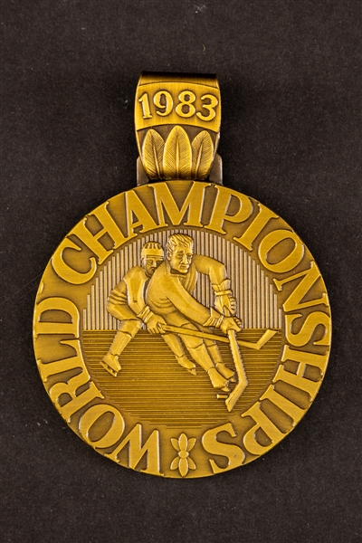 Marcel Dionnes 1983 IIHF World Championships Team Canada Bronze Medal with His Signed LOA