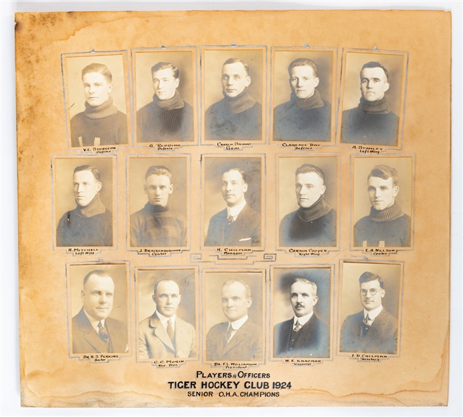 Hamilton Tigers OHA 1923-24 Master Team Photograph with HOFer Hap Day (22" x 24") and 1935-36 Team Photo (13" x 17")