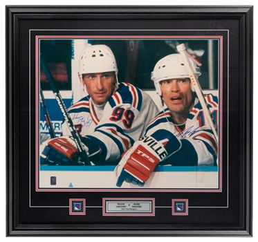 Wayne Gretzky and Mark Messier Dual-Signed New York Rangers Framed Photo Display (30 1/2" x 32 1/2") 