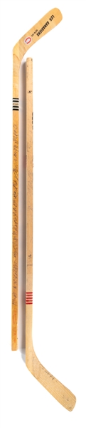 Steve Shutts 1981 Canada Cup Team-Signed Koho Game-Used Stick and Guy Lafleurs 1979-80 Montreal Canadiens Team-Signed Sher-Wood Game-Issued Stick Collection of 2 